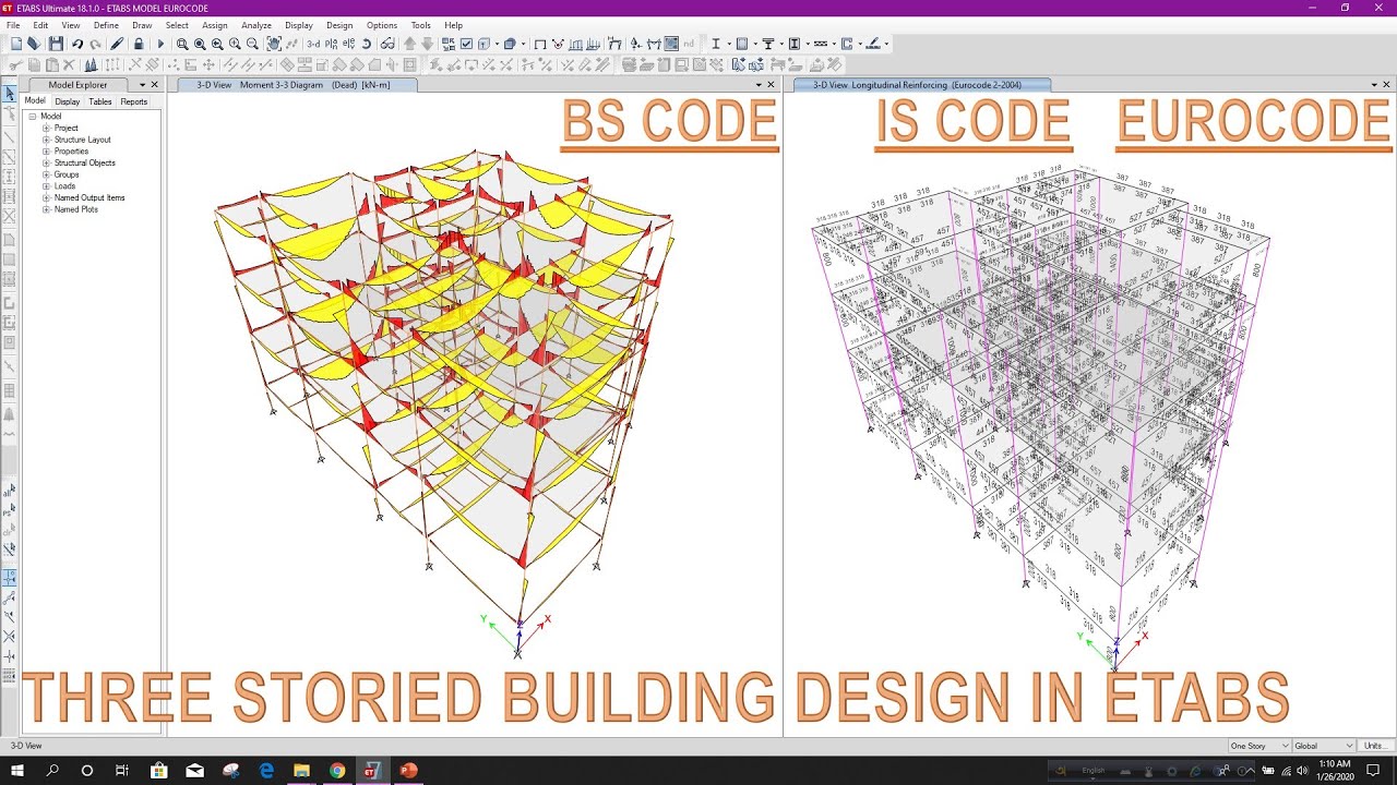 Three Storied Building Design Using BS Code IS Code Eurocode In