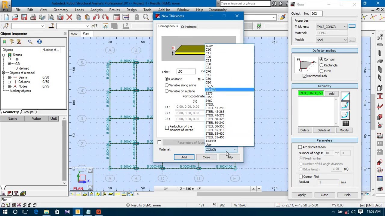 4. Autodesk Robot Structural Analysis 2017-Define Slab, Modeling Curved ...