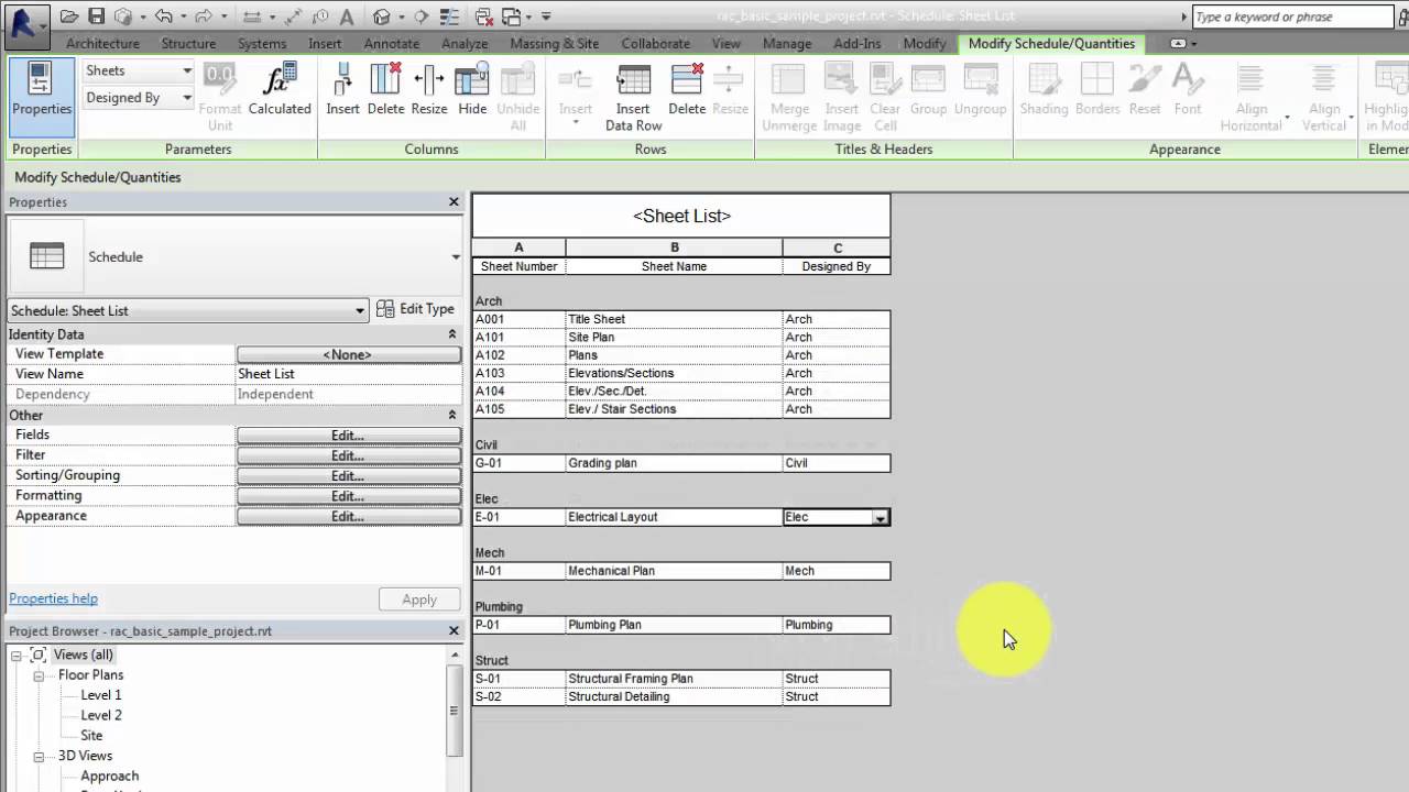 Create and Use Sheet Lists Revit news