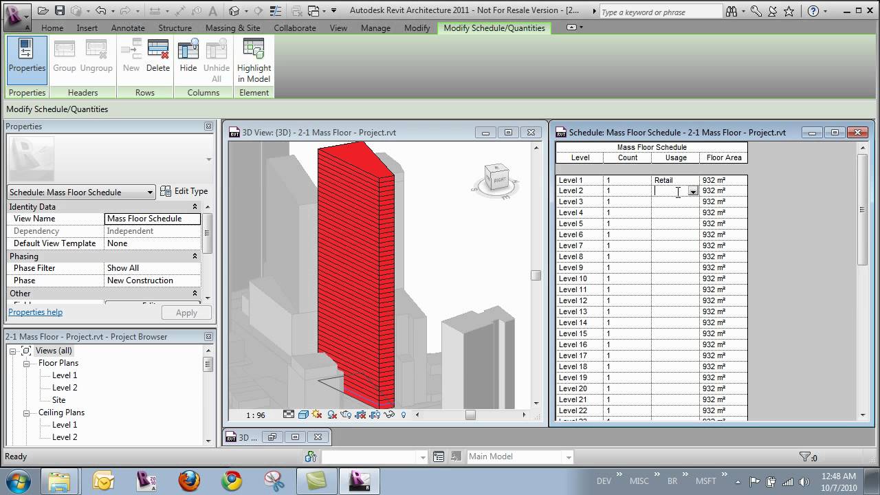 Creating Schedules From Masses In Autodesk Revit Architecture - Revit News