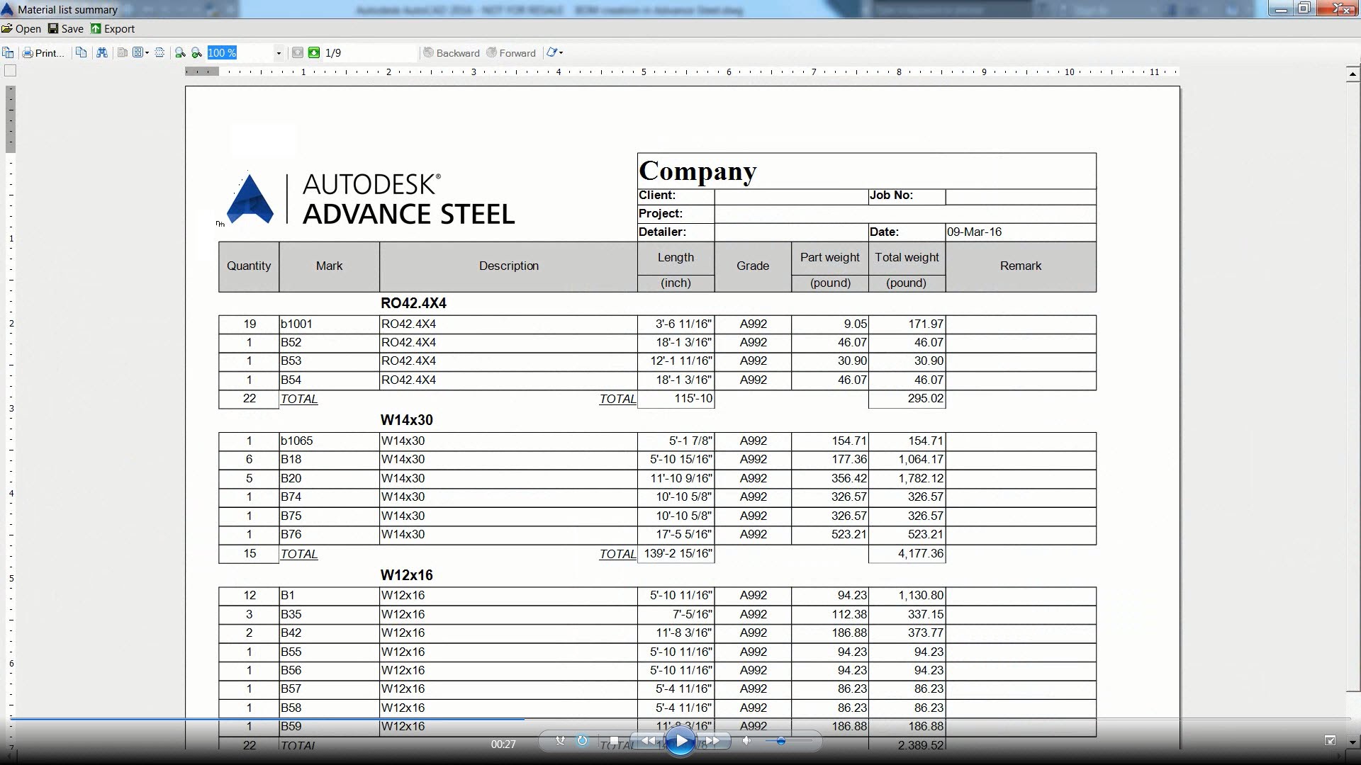 Advance Steel Creating a BOM opening it in Microsoft Excel Revit news