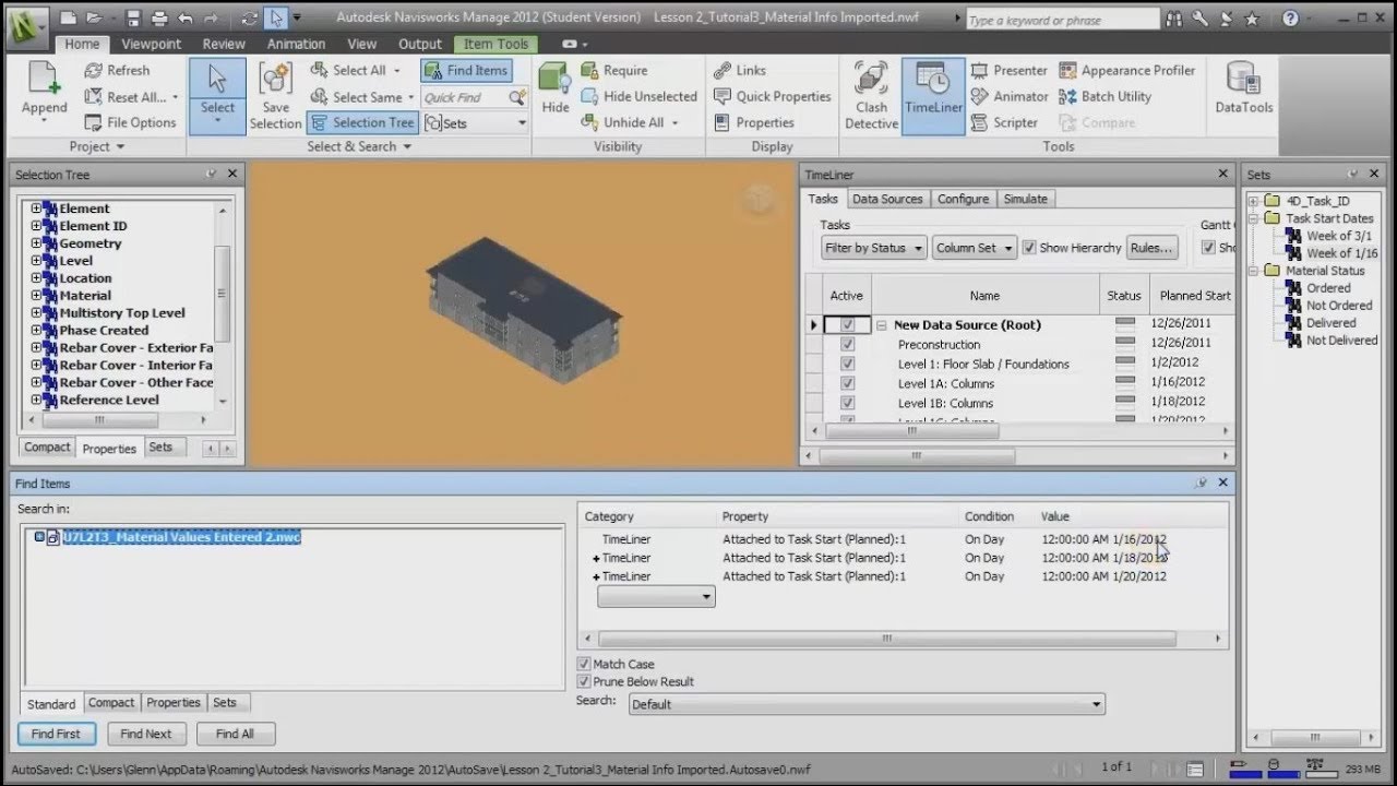 Navisworks 4D Simulation Tutorial - 3 | Materials Planning And ...