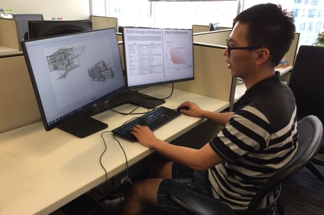 An engineering student at MIT uses the BAIA program to design buildings. (Image courtesy of Randy Kirchain/MIT News.)