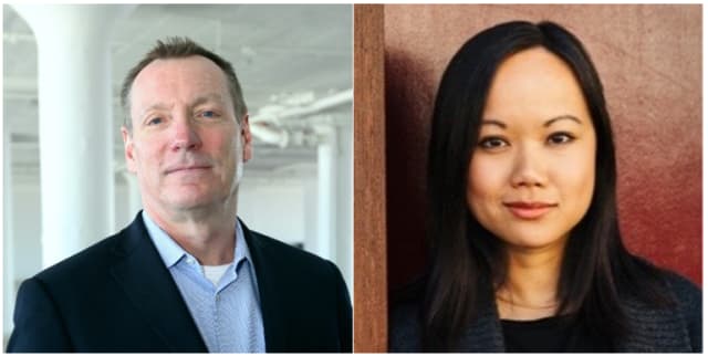 Jim Lynch, vice president, BIM Product Line Group at Autodesk, and Tracy Young, CEO and cofounder of PlanGrid. (Image courtesy of LinkedIn.)