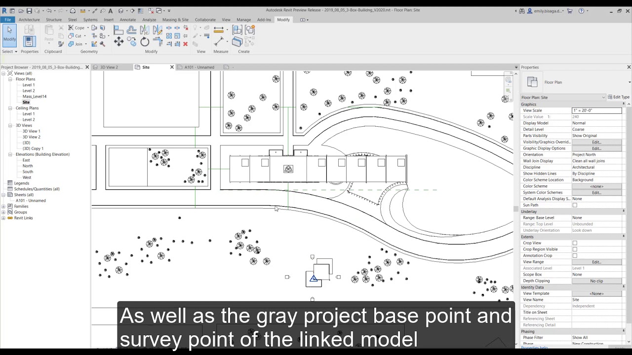 Survey point. Revit linked model. Autodesk point Layout 2022.