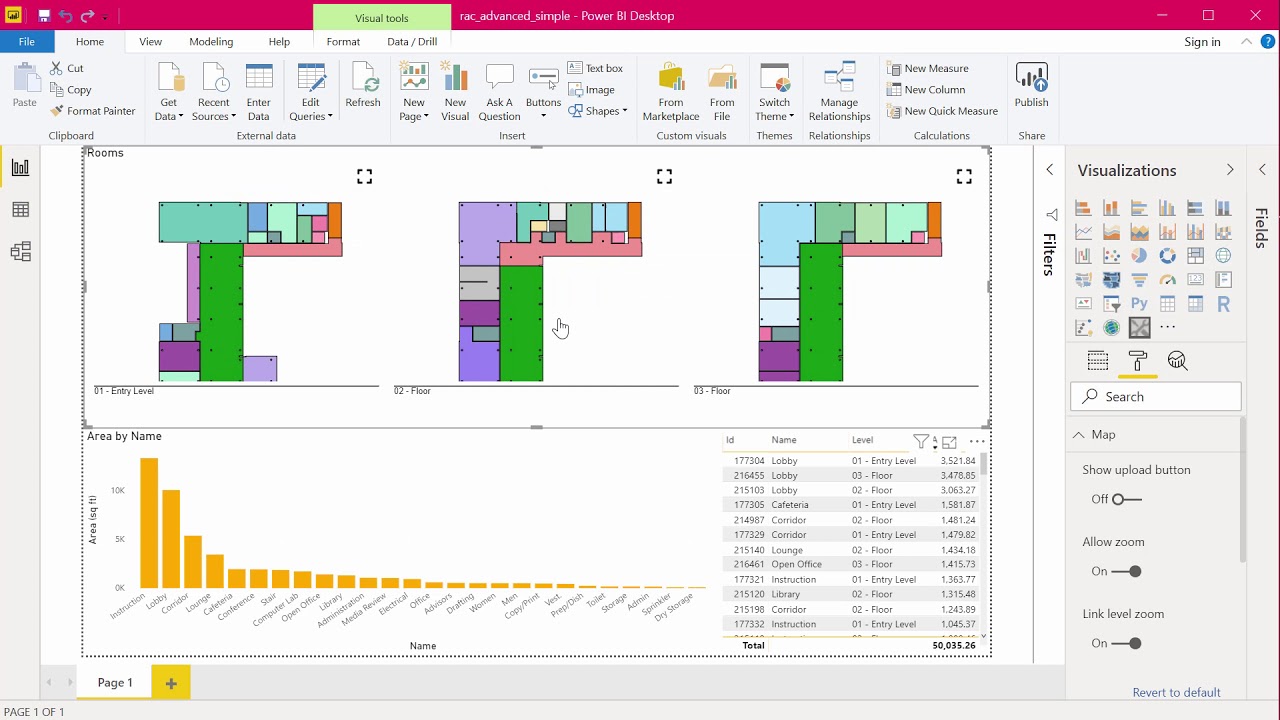 Custom Power BI Visual Space Plan Viewer Revit news