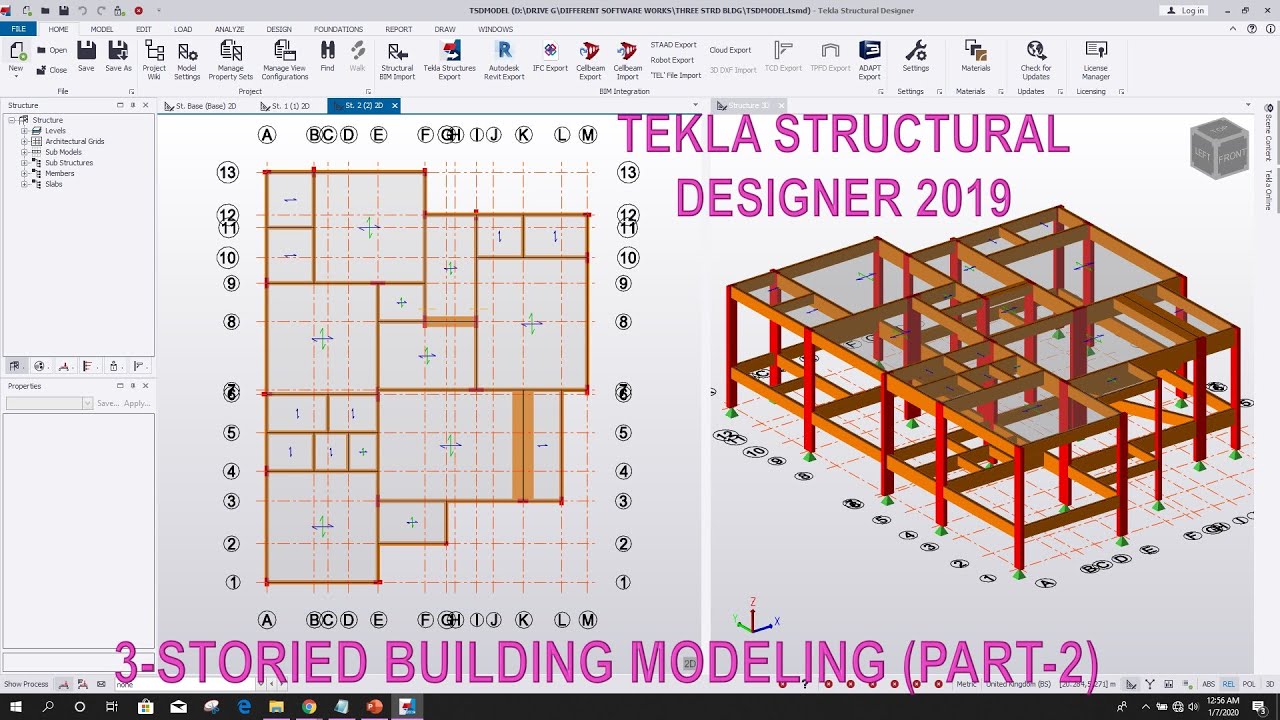 Three Storied Building Modeling Part 2 In Tekla Structural Designer