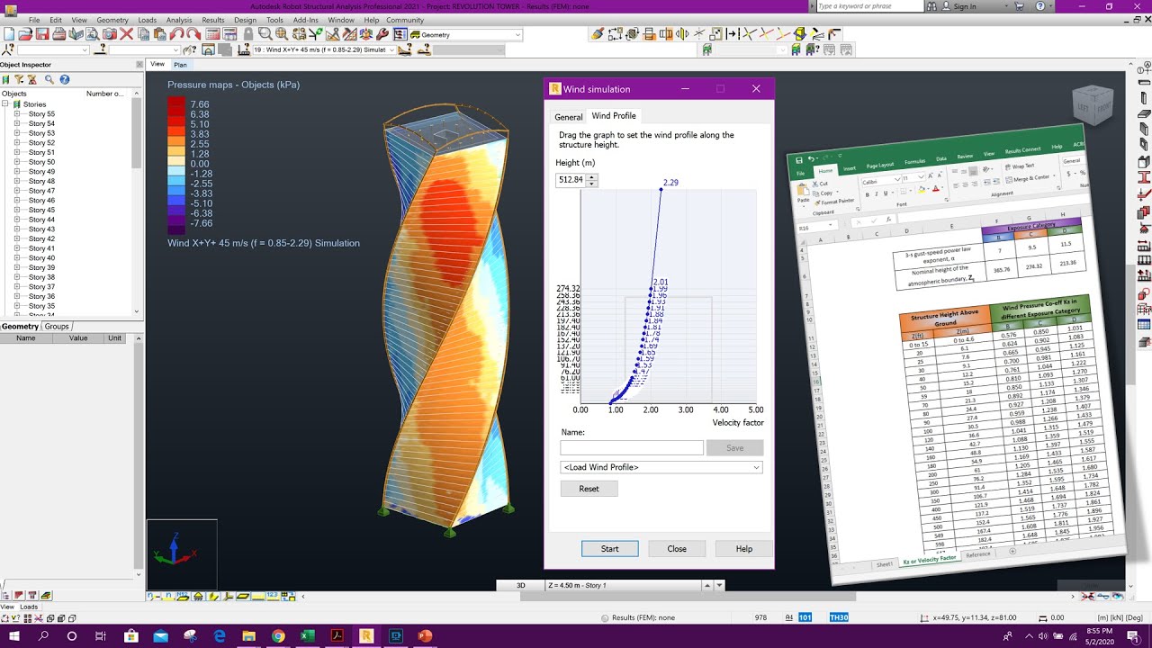 Wind Tunnel Test in Robot Structural Analysis using Wind Profile